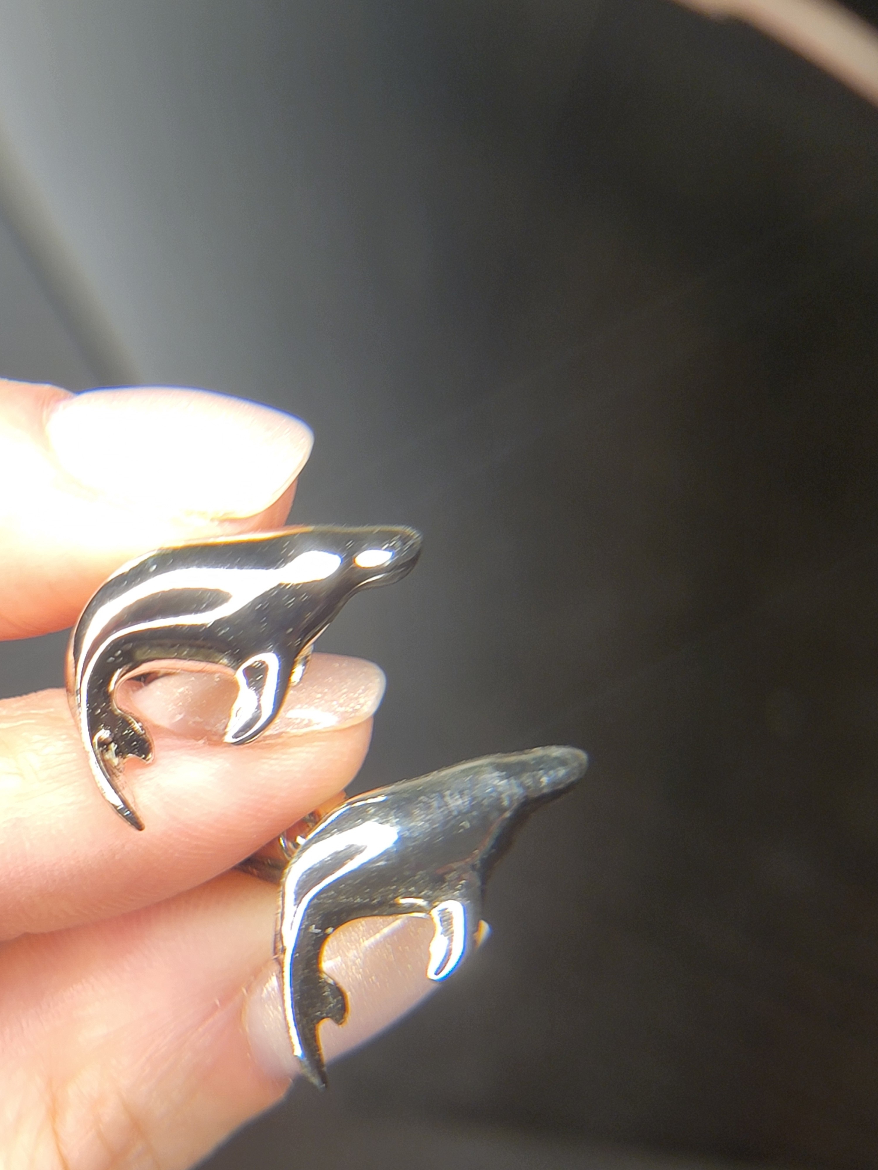 Vintage Christian Dior Silver Tone Whale Cufflinks